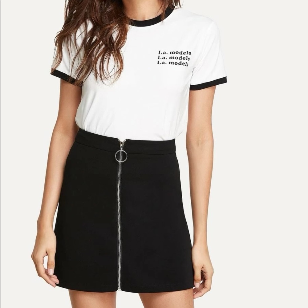 NWOT O-ring Zip Front Skirt
